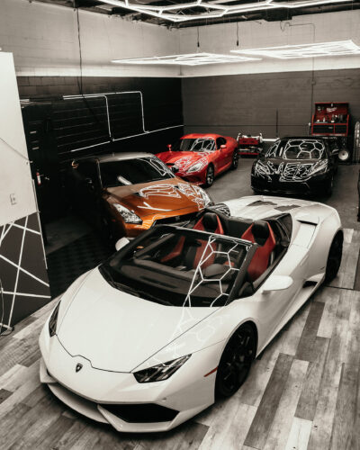 White Lamborghini Huracán in a car collection