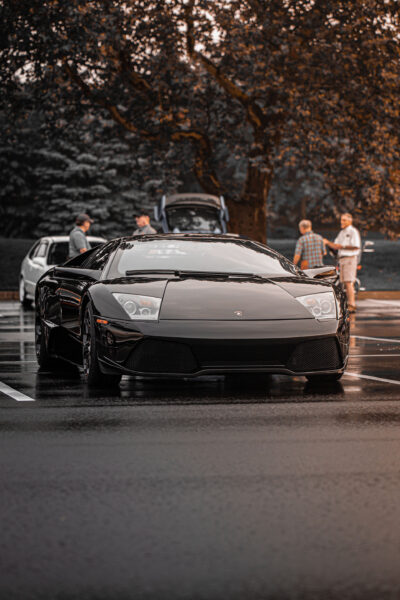 Black Lamborghini Murcielago at a car meet