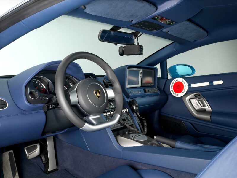 Lamborghini Gallardo police car interior. Police radio.