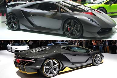 Lamborghini Sesto Elemento and Centenario at car shows.