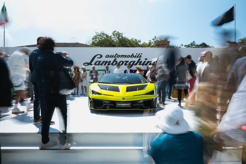 Photo of yellow Lamborghini Femoneno from the front.